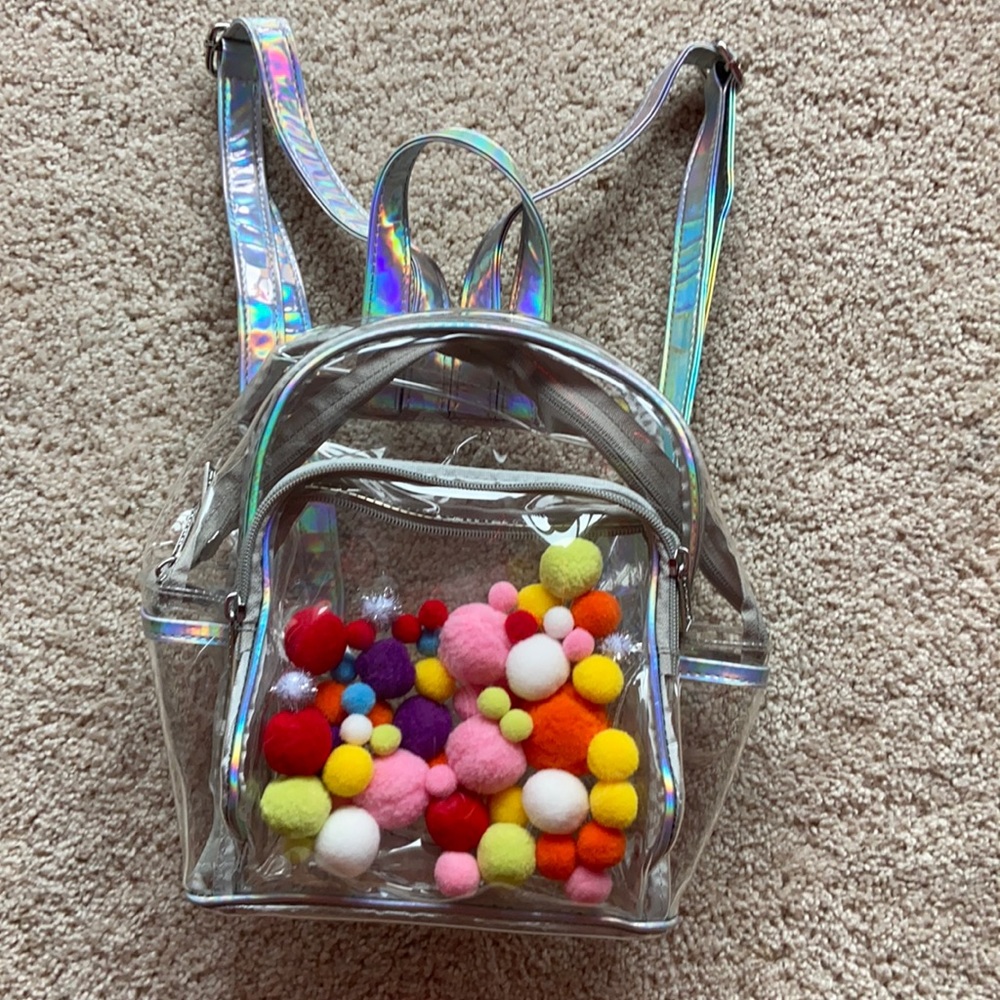 COPY - Clear Backpack with colorful Poms